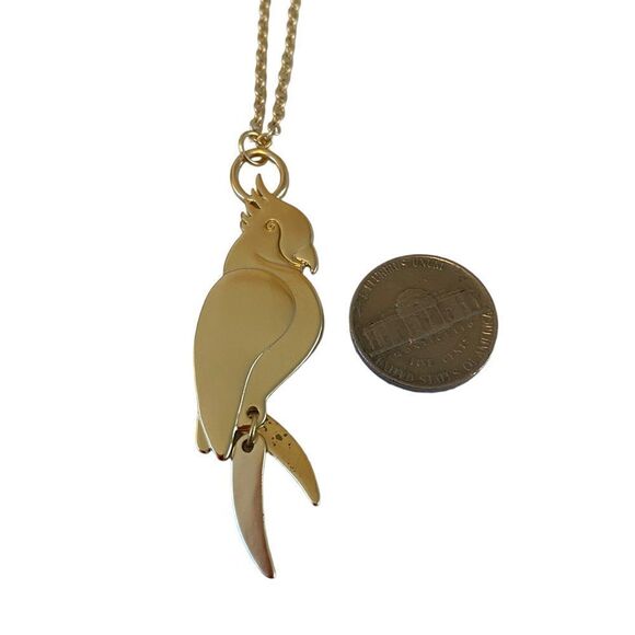 Tropical Bird Pendant on Extra Long Gold Toned Chain. - Picture 5 of 5